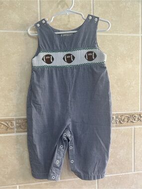 Royal Child Smocked Football Longall Navy